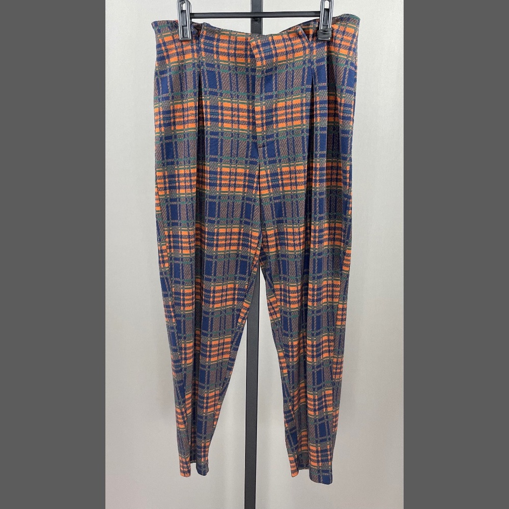 Free People Pants Womens Small orange blue plaid trouser boho indie casual